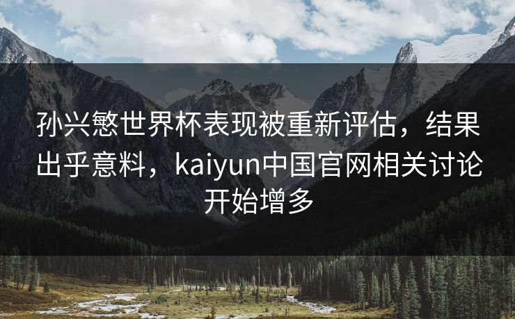 孙兴慜世界杯表现被重新评估，结果出乎意料，kaiyun中国官网相关讨论开始增多